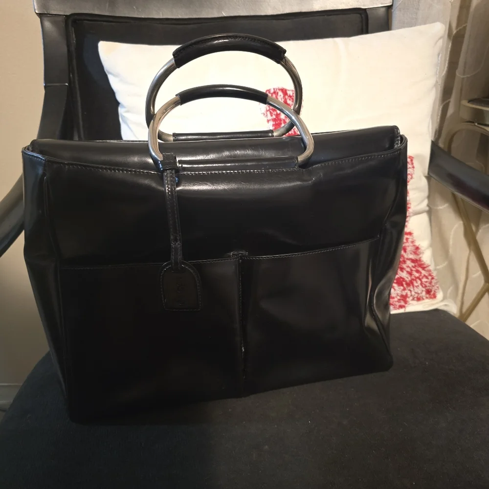 Authentic GUCCI Vintage Leather Hand Tote Bag Black - Picture 2 of 11